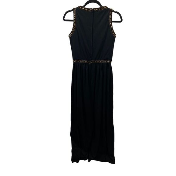 Vintage 60’s/70’s Union Made Black and Gold High‎ Neck Maxi Dress Size small - Picture 3 of 16